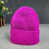 Nauja Angoros triušio plaukų žieminė kepurė moterims Megztos snapeliai Kepurė Moteriška Minkšta Šilta kelioninė Skullies Pupelės 52-60cm purple