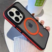 Luxury Matte Translucent Armor Shockproof Case For iPhone 15 14 13 12 16 Pro Max Plus For Magsafe Magnetic Wireless Charge Cover For iPhone 15 Plus black