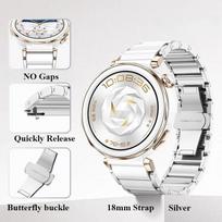 18 mm keraminis dirželis Huawei Watch GT5/4 41 mm/GT5 Pro Watch5 42 mm laikrodžiui, subtili apyrankė, metalinis laikrodžio dirželis, priedai Huawei GT5 41mm white