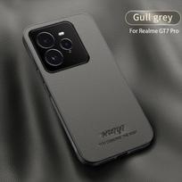 Car Magnetic Cover for Realme GT 7 Pro Luxury Leather Matte Soft Frame Protective Back Case for OPPO Realme GT7 Pro GT7Pro Capa For Realme GT7 Pro pilka spalva