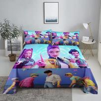 RUMI D-Demon Hunters K-pop patalynės komplektas 3D spausdinta plokščia paklodė su užvalkalu patalynei Karaliaus Karalienės dydžio 110X230cm(2Pcs) white