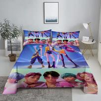 RUMI D-Demon Hunters K-pop patalynės komplektas 3D spausdinta plokščia paklodė su užvalkalu patalynei Karaliaus Karalienės dydžio 160X230cm(2Pcs)