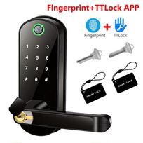 Tuya Smart Fingerprint Door Lock TTLock App Remote Control Keyless Digital Password Electric Lock Waterproof with 2 IC Cards gray