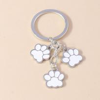 Aihua Cute Keychain Cat Dog Paw Key Ring Chains For Women Men Handbag Accessories DIY Handmade Jewelry Gift white