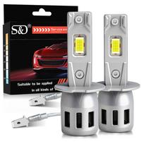 2 vnt. H1 H3 LED priekinių žibintų lemputės Turbo lempos Mini 40000LM 80W 16 branduolių CSP lustai Super ryškios automobilio rūko žibintai 12V 6000K baltos Automobilio priekinis žibintas H3 gray