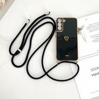 Kryžinė apyrankė dėklas, skirtas Samsung Galaxy A17 A16 A56 A36 A26 A06 A07 A55 S25 FE, dengtas meilės kameros apsauga, atsparus smūgiams dangtelis Galaxy A55&Case & Strap
