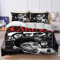 Scarface Tony Montana Q Antklodės užvalkalų komplektas Minkštas plovimas Lovos 3 dalių Vasarinis Patogus Studentų bendrabučio Namų Kūdikio patalynė Geriausiai parduodamas 135x200cm gray