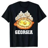 Funny Khinkali Khachapuri Food Lover Travel Georgia T-shirts Men Women Fashion Casual Tshirt 100% Cotton Loose Georgian T Shirt 5XL įvairiaspalvis