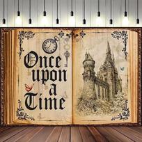 2D Once Upon a Time Backdrop for Fairy Tale Themed Birthday Party Decoration 47.2x31.5inch/120*80cm white