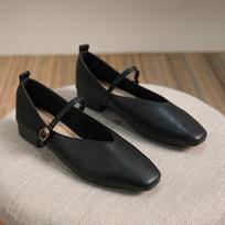 Women's Low Heel Mary Jane Shoes Comfortable Ankle Strap Mary Janes Flats Square Closed Toe Chunky Block Heels Ballet Shoes for Women Dress Shoes 43 juoda
