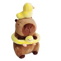 40Cm Large Capybara Plush Toy Cute Capibara With Duck Swim Ring Kawaii Stuffed Animal Soft Toy Birthday Xmas Gift 35cm-40cm brown