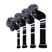 Scott Edward Dark Color Knit Golf Club Head Cover 4-Piece Set Driver Wood (460cc) Fairway Hybrid (UT) Male Female Golfers black