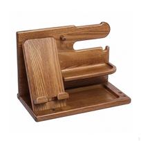 Wooden Desk Organizer Phone Stand Bedside Storage Rack Watch Holder Nightstand for brown
