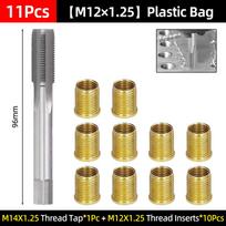 Universal Spark Plug Thread Hole Repair Tools M10/M12/M14 Metal Thread Inserts With Tap For Generators Car Repair Coil Tools Kit M12-11Pcs