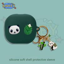 Case for Anker SoundCore AeroFit 2 Earphone Silicone Case Green Panda Earbuds Soft Protective Cover Headset Skin with Keychain SoundCore AeroFit 2