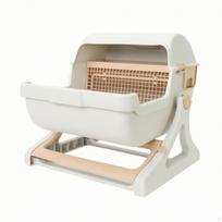 Pusiau automatinė kačių tualeto dėžutė sandari su gaubtu saugi katėms Beige beige