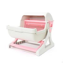 Pusiau automatinė kačių tualeto dėžutė sandari su gaubtu saugi katėms Pink
