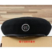 Winter beret, with badge bud hat, autumn and winter men's hat, European and American tough guy fan men's hat, one piece L（58-60cm） gray