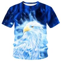 Madingi vasaros erelis ir liepsna „Phoenix Animal“ marškinėliai su 3d spausdinimu vyriški marškinėliai su kaklu trumpomis rankovėmis, dideli marškinėliai Top Hot M blue