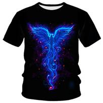 Madingi vasaros erelis ir liepsna „Phoenix Animal“ marškinėliai su 3d spausdinimu vyriški marškinėliai su kaklu trumpomis rankovėmis, dideli marškinėliai Top Hot 2XL blue