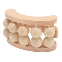Wooden Massage Ball Roller with 10 Beads Deep Tissue Relief Muscles Sore Handheld Roller Massager beige