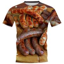Juokingi dešrainių maisto 3D spausdinimo marškinėliai vyrams, moterims, kasdieniai, apvalia kaklo iškirpte, trumpomis rankovėmis, oversized, Harajuku, Y2k viršutiniai drabužiai, marškinėliai, vaikų drabužiai M brown
