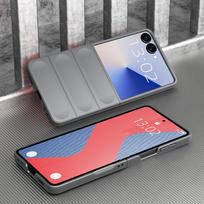 KEYSION Shockproof Case for Samsung Z Flip 7 5G Anti-skid Hard Plastic Phone Back Cover for Galaxy Z Flip 7 5G for Galaxy Z Flip 7 šviesiai pilka spalva