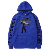 Cloud Strife Buster Sword Hoodies Final Fantasy VII Rebirth Pullovers Hot Game Harajuku Aesthetic Sweatshirts Unisex High Street XL blue
