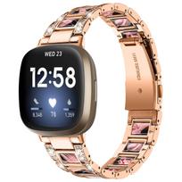 Deimantinis dirželis skirtas Fitbit Versa 4 3 Sense 2 juostų išmaniajam laikrodžiui Priedai Dervos nerūdijančio plieno metalinė apyrankė Fitbit Versa 3 dirželis For Fitbit Sense 1 2 gray