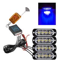 Belaidžiai grotelių policijos žibintai automobiliui LED mirksintys žibintai Automobilinis mirksintis įspėjamasis švyturys 12V -24V Avarinis žibintas transporto priemonėms mėlyna