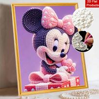 Disney Minnie Mouse Pearl Painting Handmade Pearl Kit Home Decoration Painting DIY Craft Art Gift Wall Decor Ornament 128 characters 40x50 white