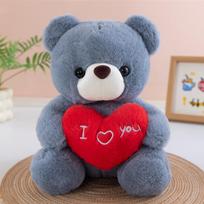 Kawaii Teddy Bear With Roses Plush Toy Soft Bear Stuffed Doll Romantic Gift For Lover Home Decor Valentine'S Day Gift For Girls gray
