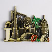 Dubai Landmark 3D Metal Magnet: Burj Khalifa, Burj Al Arab, Camel Souvenir bronza