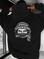 Casual Hoodie with Keffiyeh Print - Loose Fit XXXL black