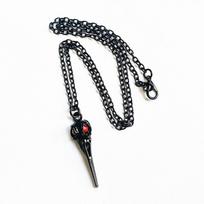 Gothic Steampunk Black 3D Crow Skull Necklace & Red Bead Earrings Set black