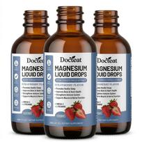 Magnio lašai skysti (1000 mg kompleksas) su L-teaninu ir Omega-3 – Natūralus braškių skonis (60ml / 2 Fl. Ozas) 3pack