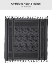 Tactical Shemagh Scarf, Lightweight Desert Keffiyeh Scarf with Tassels, Multi-purpose Windproof Head Wrap Neck Scarf for Outdoor Camping Hiking One Size tamsiai pilka spalva