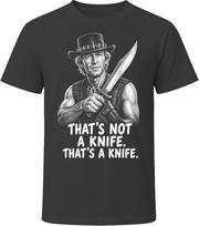 Mick Dundee That's Not a Knife Crocodile Dundee Funny 80s Comedy T Shirt 150 gray