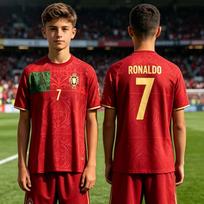 Cristiano Ronaldo Portugalijos Marškinėliai Viršus Vyriški T-shirt Moteriški Marškinėliai Berniukų Viršus Vaikams Tėvų ir Vaikų Greitai Džiūstantys Trumpomis Rankovėmis Vaikų T-shirt 130