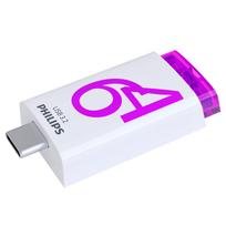 USB atmintinė Philips Click Series USB-C 64GB USB 3.2 Gen 1, balta/violetinė