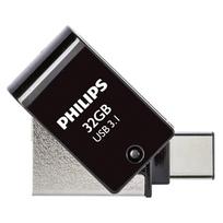 USB atmintinė Philips 2 in 1 OTG 32GB USB 3.1 / USB-C Midnight Black