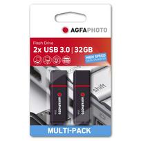 AgfaPhoto USB atmintinė 32GB, 2 vnt., USB-A, juoda