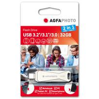 USB atmintinė AgfaPhoto 2in1 32GB USB Type-C OTG, sidabrinė