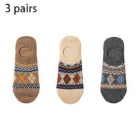 3-Pack Men's Invisible No Show Socks Anti-Slip Silicone Grip Cotton Ankle Socks for Sports Casual All Season Boat Socks US 7-11.5 beige