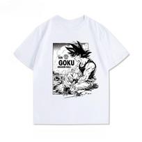Dragon Ball Son Goku Anime Vyriški Moteriški Vasariniai Marškinėliai Su Spauda Harajuku Retro Trumpomis Rankovėmis Per Dideli Laisvi Laisvalaikio Patogūs Y2k Viršus 3XL white