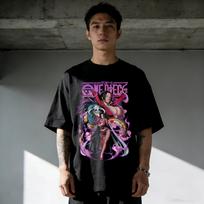 One Piece Boa Hancock Print Cotton T-shirt Summer Anime Men Women 2026 Short-sleeved Retro Harajuku Y2K Streetwear Tee Tops 3XL black
