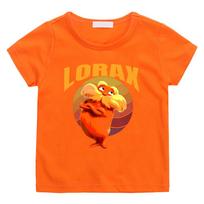 Lorax Marškinėliai Vasariniai Kawaii Animacinis Manga Medvilniniai Trumpomis Rankovėmis Berniukams/Mergaitėms Marškinėliai Paaugliams Apvalia Kaklo Dalimi Animacinis Spaudinys Streetwear 100 oranžinė
