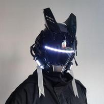 Cyberpunk Helmet Cosplay Dreadlocks Cool Mask With Led Light Shinobi Samurai Mask Braids Christmas Birthday Present Dreads Wings gray