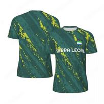 Madinga Siera Leonės vėliavos rašto futbolo vasaros tendencija 3D nacionalinis herbas laisvalaikio sportiniai marškinėliai XS pilka