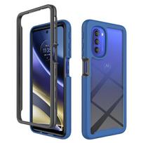 2 in 1 Hybrid Rugged Armor Shockproof Case For Motorola Moto G51 G71 5G G31 G41 TPU Frame Hard Plastic Clear Acrylic Back Cover For Moto G71 5G tamsiai mėlyna spalva